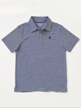 IZOD Boys Blue & White Striped Preppy Polo Shirt Size 8